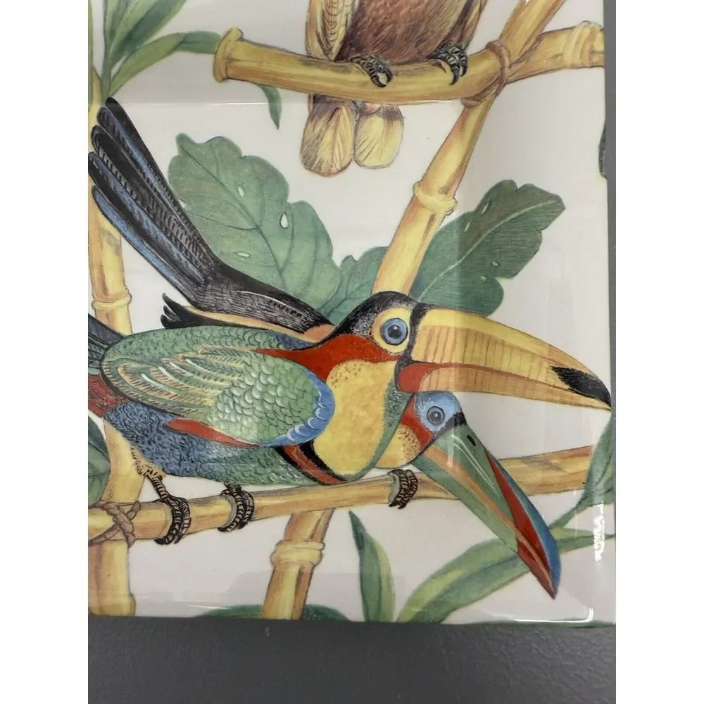 Mayor's Italian Porcelain Tray Parrot Themed‎ Tropical Birds #36